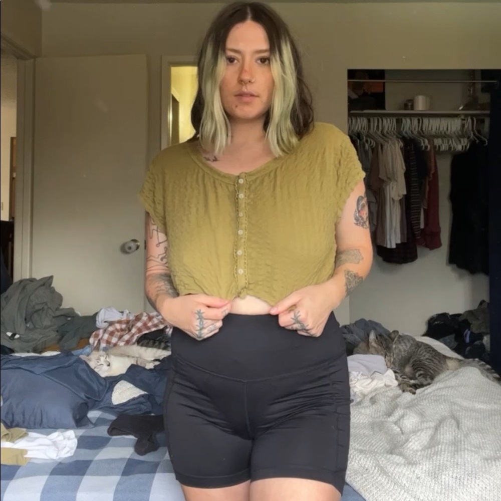 UO Devon Boxy Button-Front Tee